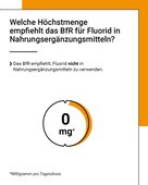 Das BfR empfiehlt, Fluorid nicht in Nahrungsergänzungsmitteln zu verwenden.