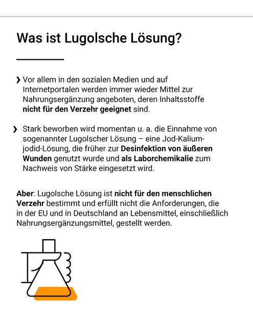 Die Lösung ist nicht für den menschlichen Verzehr bestimmt.